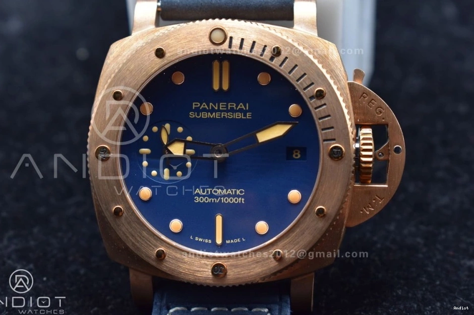 VSF Strap Blue Edition Clone 974 Blue Dial P.900 Bronzo Seasonal 1:1 Best on Calfskin PAM1074 W 0809